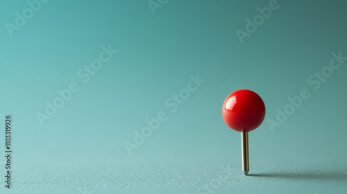 Minimalist Red Location Pin on Blue Background