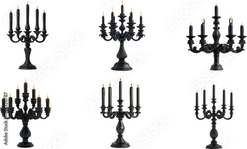 Black candlestick with white background candles