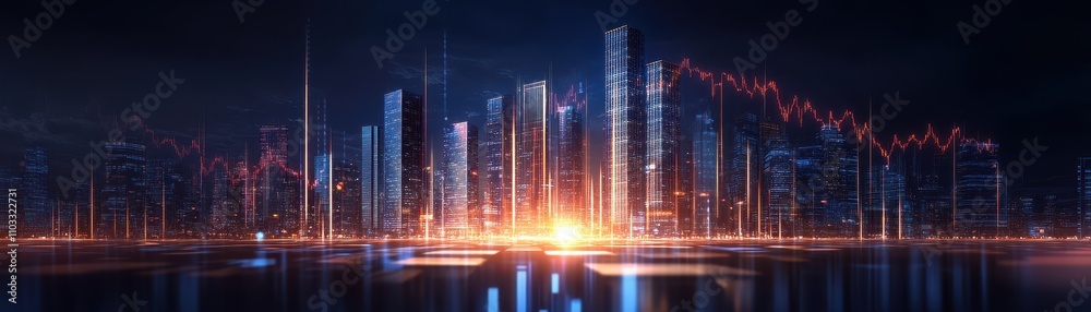 Fototapeta premium Modern High-Rise Building: A Sleek Finance Slide Showcasing Urban Architecture and Innovation