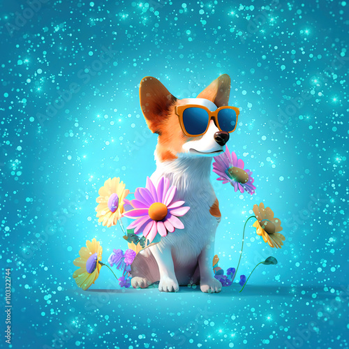 Puppy with Floral Decoration