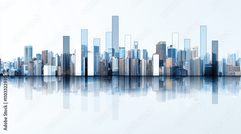 Stunning Urban Skyline Reflection on Water: High-Res Cityscape for Real Estate or Sustainable Cities Stunning Urban Skyline Reflection on Water: High-Res Cityscape for Real Estate or Sustainable Cities
