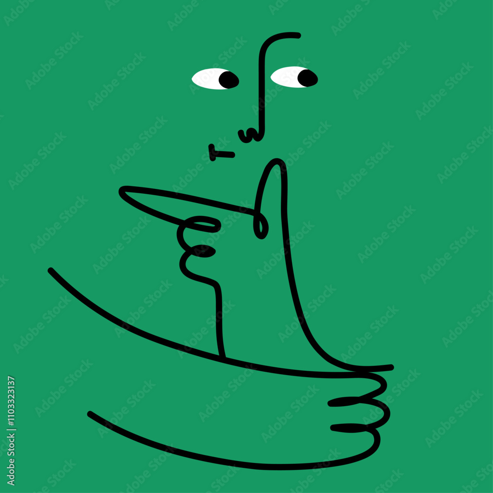 Abstract cute mascot doodle face emoji with puzzled face emotions. Colorful avatar design face doing funny hand gesture and emotion in simple doodle art style
