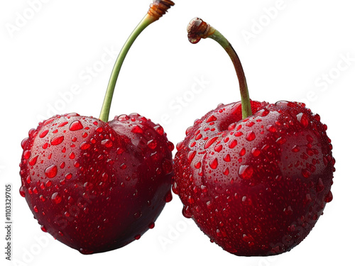 Fresh Cherries with Water Drops