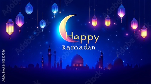 Elegant Ramadan Celebration - Lanterns, Crescent Moons, and Islamic Motifs for Festive Designs photo