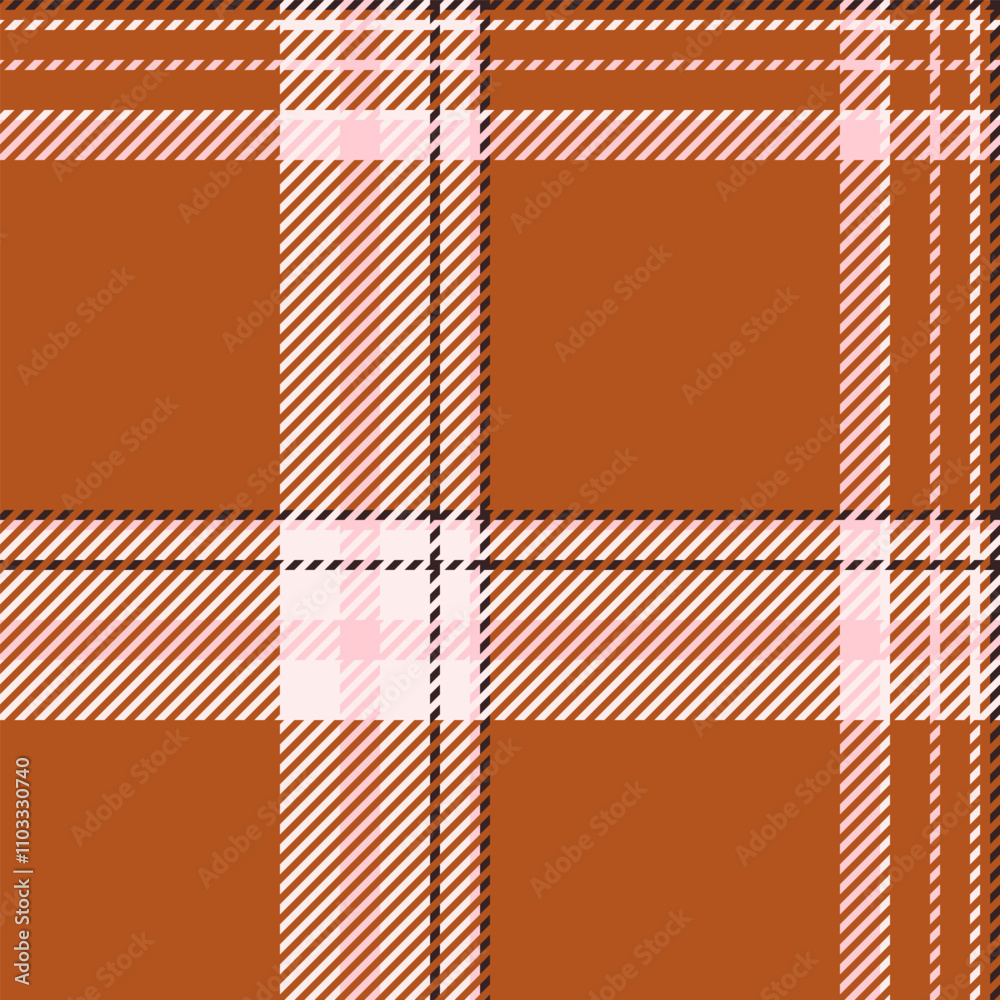 Luxury textile tartan seamless, warp pattern texture fabric. Variety check plaid vector background in orange and white colors. Luxury textile tartan seamless, warp pattern texture fabric. Variety check plaid vector background in orange and white colors.