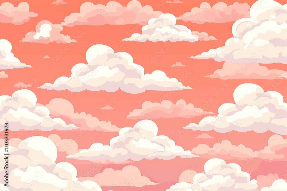 A vibrant sky filled with fluffy clouds against a warm, gradient background. A vibrant sky filled with fluffy clouds against a warm, gradient background.
