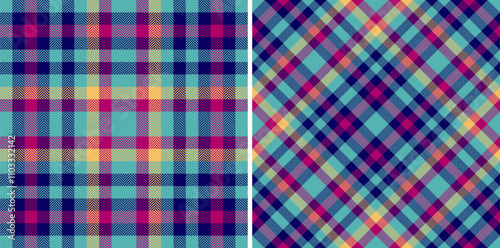 Plaid background texture of fabric pattern seamless with a textile check tartan vector. Set in space colors. Furniture design ideas.
