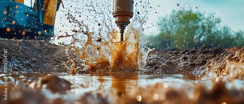 Clean water drilling construction of artesian wells with drilling mud discharge