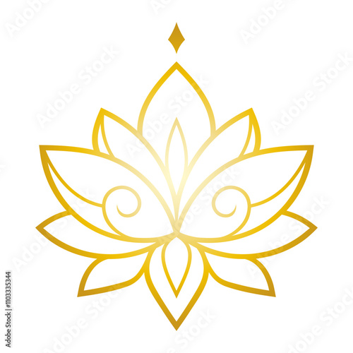 Decorative lotus flower symbols. Elements of patterns for laser and plotter cutting, embossing, engraving, printing on clothing. Ornaments for henna drawings in the oriental style.