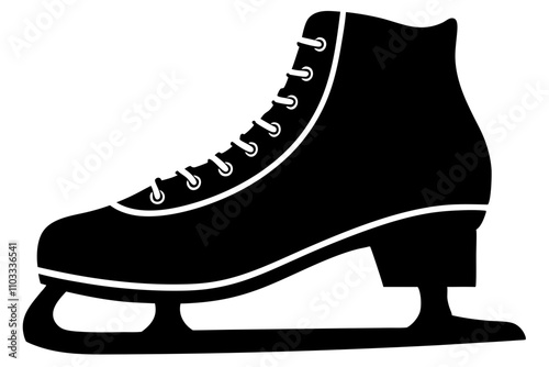 Ice skates shoes silhouette, Ice Skating Vector Icon, Skate Shoe Line Art Vector illustration