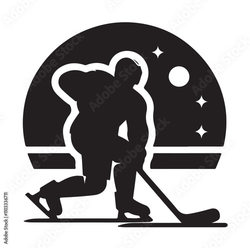 ice hockey player silhouette vector illustration