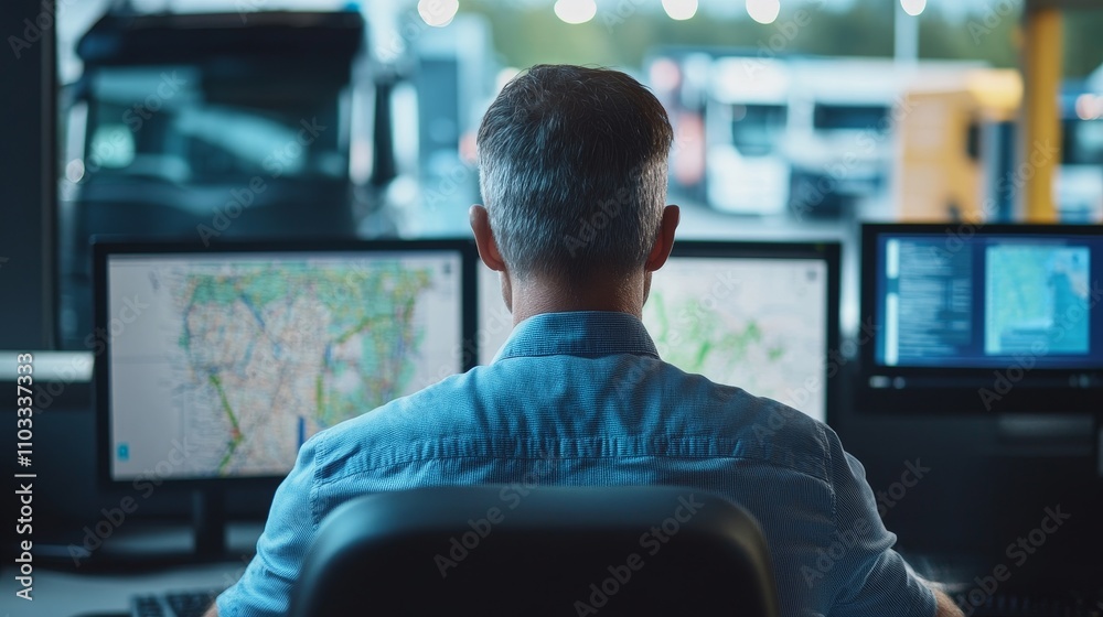 Logistics Specialists Overseeing Loading and Unloading Operations at a Busy Truck Terminal Logistics Specialists Overseeing Loading and Unloading Operations at a Busy Truck Terminal