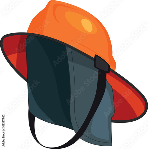 A cartoonish orange and black firefighter s helmet