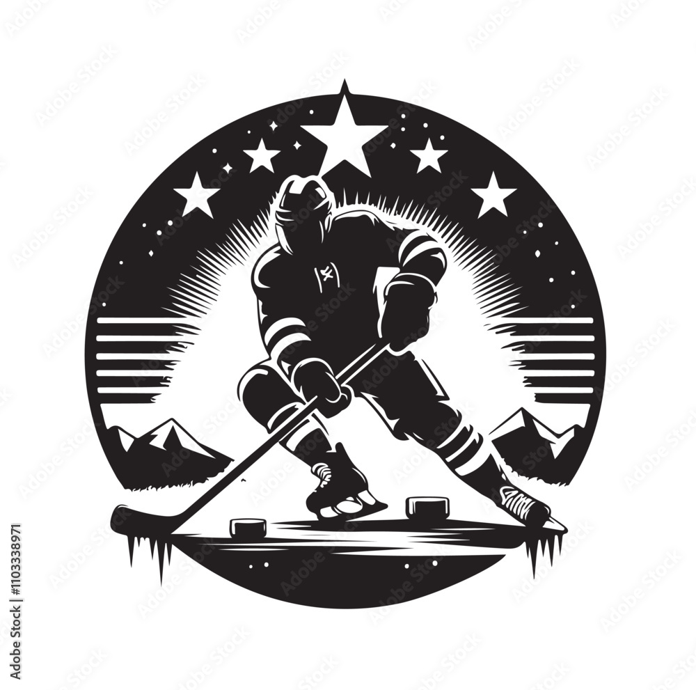 Fototapeta premium ice hockey player silhouette vector illustration