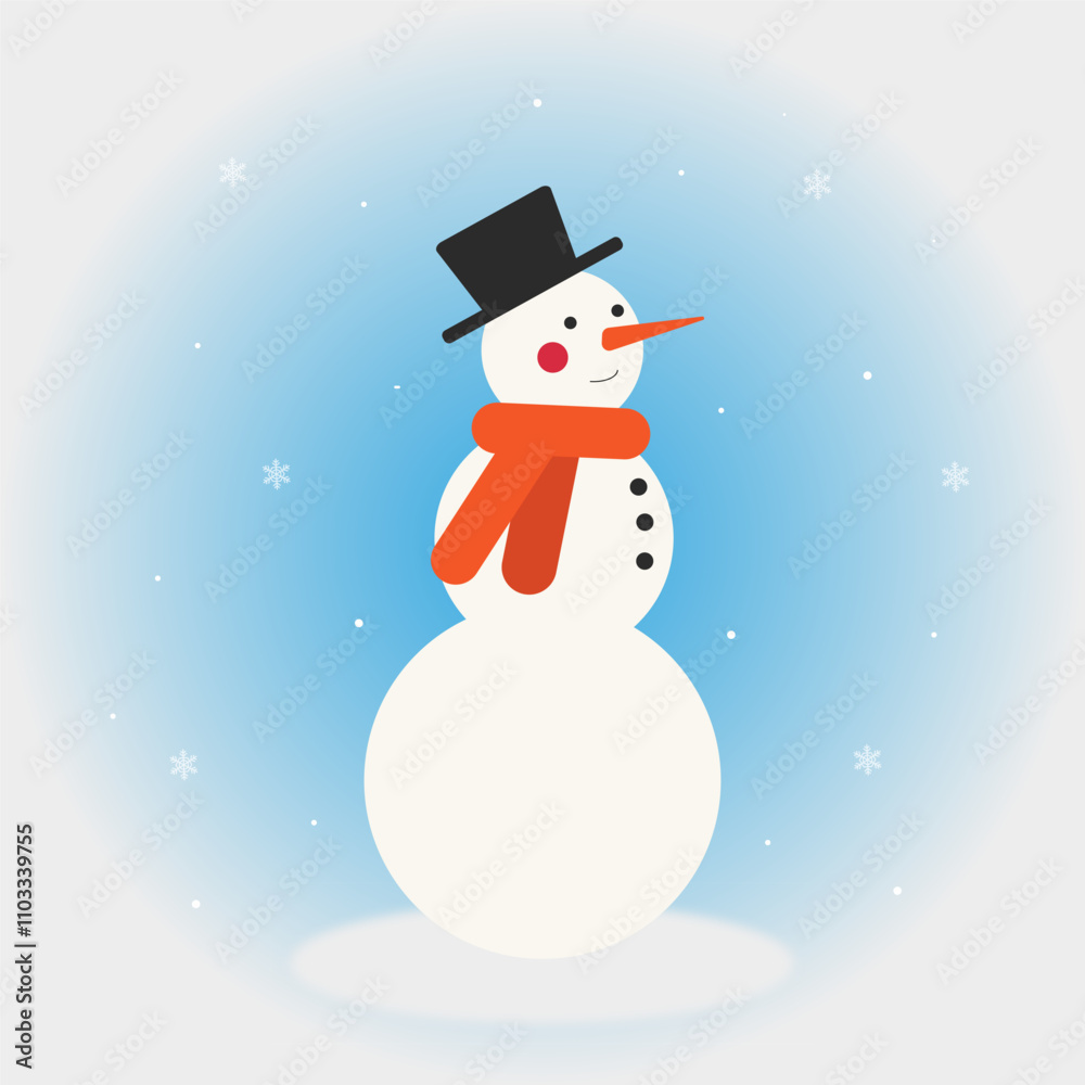 a snowman in a scarf, vector illustration a snowman in a scarf, vector illustration