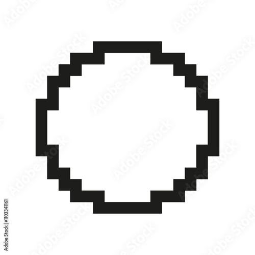 Pixel Art Empty Circle Icon. Pixelated Circle Outline Representing A Blank Or Placeholder Space. Isolated Vector Illustration