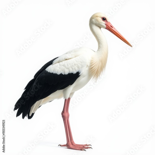 Crane Bird On White, Stork On White , Fish Hunting Bird 