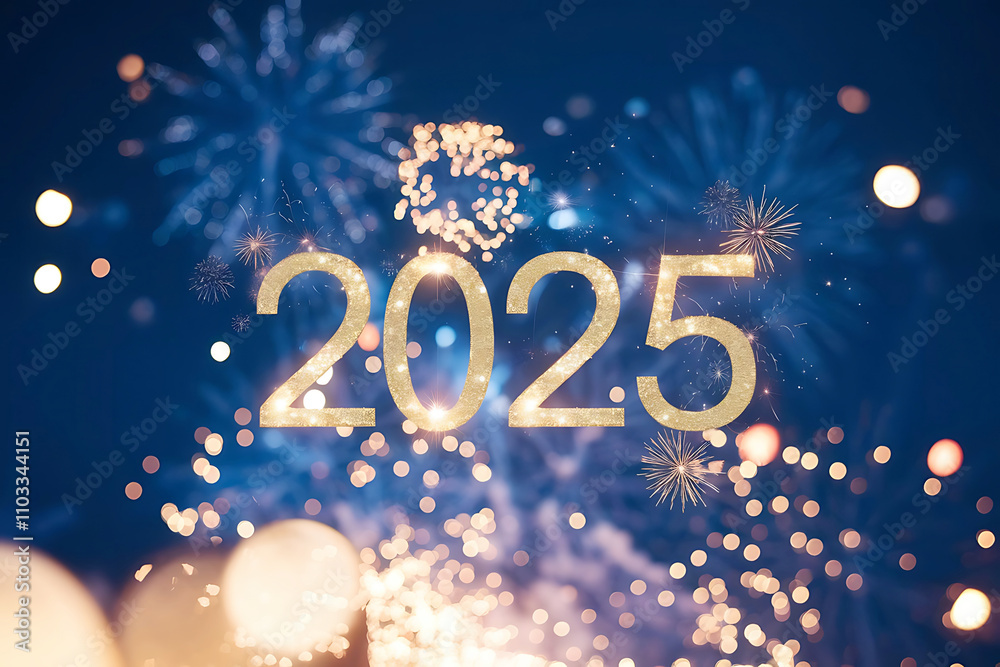 3d 2025, New Year lights background. Ai generative 3d 2025, New Year lights background. Ai generative