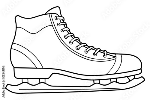 Ice Skate Vector Icon, Ice skate line art vector illustration