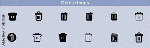 Delete icon set. delete button trash remove cancel undo throw remove editable stroke line icon collection.