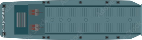 Troop Transport Top View. Illustration of a world war 2 era landing craft. Isolated vector illustration.