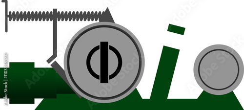 Windlass. Anchoring equipment diagram showing the mooring winch from a large ship. Isolated vector illustration.