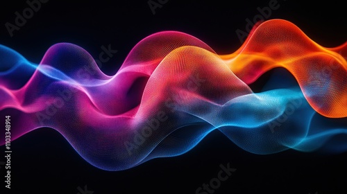 Abstract colorful wave patterns on a dark background, representing fluidity and motion.