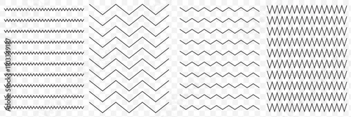 Waves outline icon. set of zigzag and wave borders. Wave, wavy - curved and zig zag icon set. Vector illustration, flat design. eps 10.