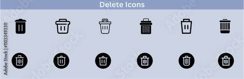 Delete icon set. delete button trash remove cancel undo throw remove editable stroke line icon collection.