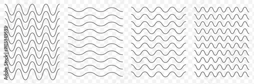Waves outline icon. set of zigzag and wave borders. Wave, wavy - curved and zig zag icon set. Vector illustration, flat design. eps 10.
