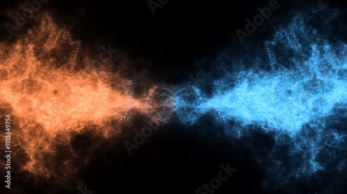 Black backdrop with blue and orange mist blending together