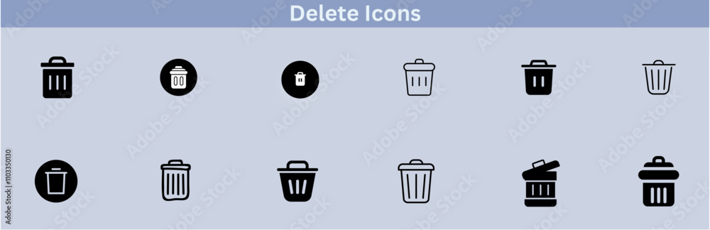 Delete icon set. delete button trash remove cancel undo throw remove editable stroke line icon collection.