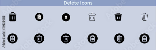 Delete icon set. delete button trash remove cancel undo throw remove editable stroke line icon collection.