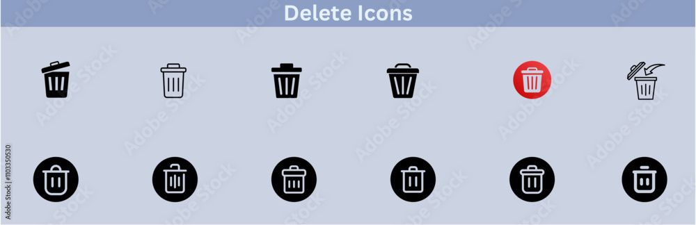 Delete icon set. delete button trash remove cancel undo throw remove editable stroke line icon collection. Delete icon set. delete button trash remove cancel undo throw remove editable stroke line icon collection.