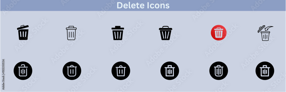 Delete icon set. delete button trash remove cancel undo throw remove editable stroke line icon collection. Delete icon set. delete button trash remove cancel undo throw remove editable stroke line icon collection.