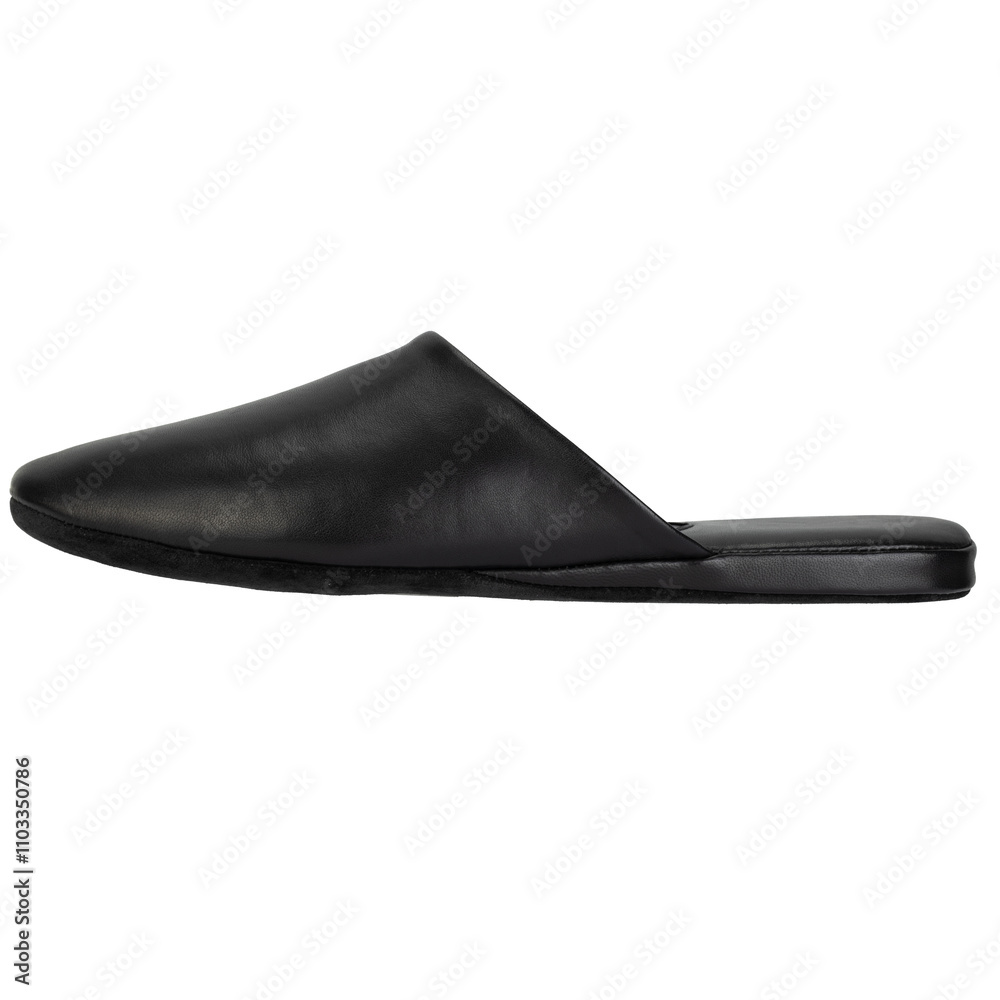 Black Leather Slipper Isolated on White Black Leather Slipper Isolated on White