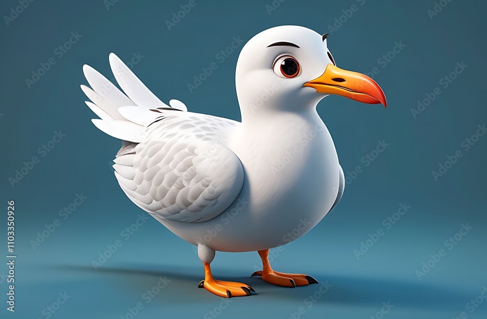 Cute 3D cartoon of seagull character. Cute 3D cartoon of seagull character.