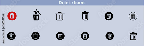 Delete icon set. delete button trash remove cancel undo throw remove editable stroke line icon collection.