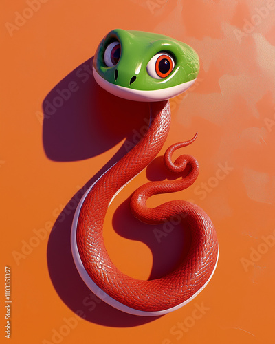 A 3D wide shot of a playful...