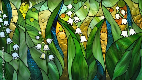 Stained glass window with flowers