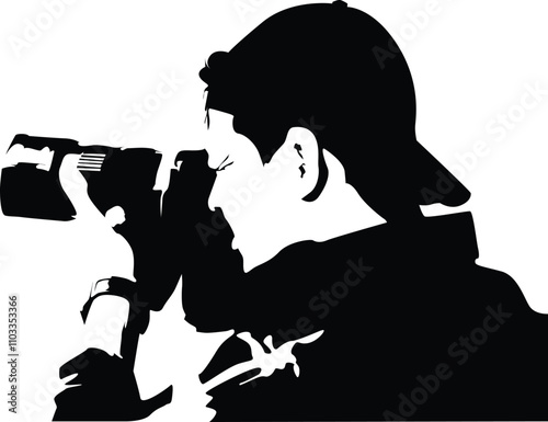 Stencil photographer with camera taking foto