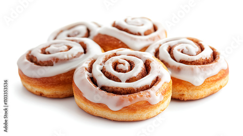 cinnamon bun pastry biscuit isolated on white background