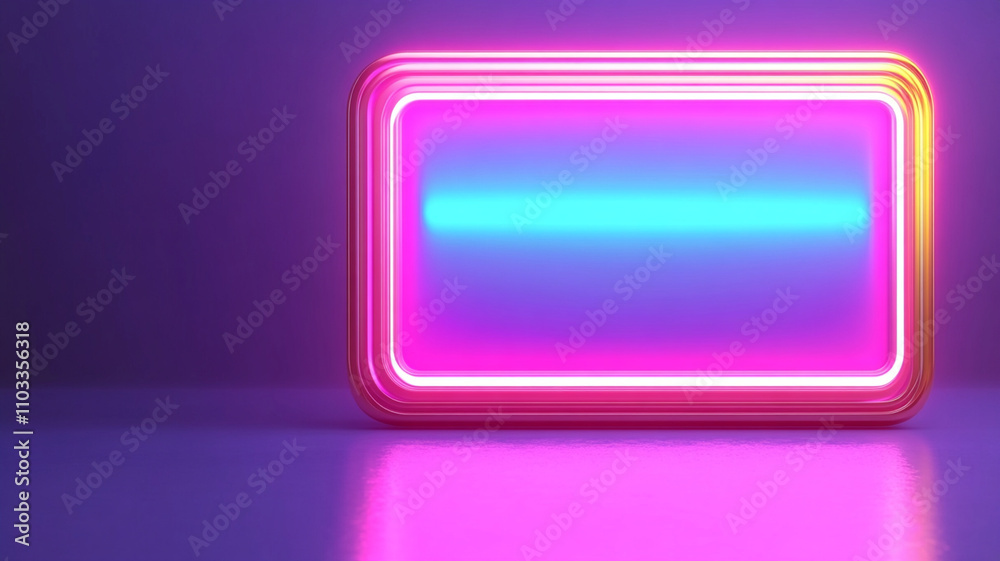 3D render of isometric bank card featuring glowing neon lights in pink and blue hues, creating modern and futuristic atmosphere 3D render of isometric bank card featuring glowing neon lights in pink and blue hues, creating modern and futuristic atmosphere