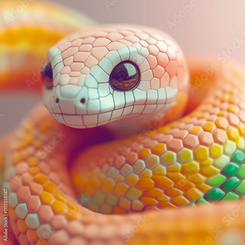 A 3D close-up of a pastel-c...