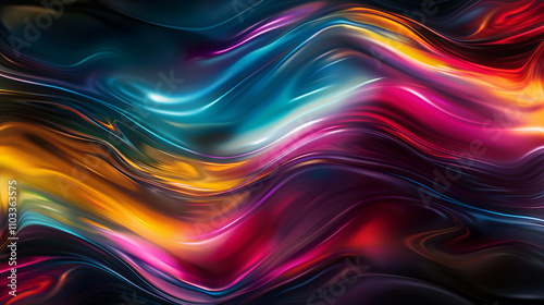 Abstract flowing waves of color create a dynamic visual experience with rich textures and vibrant hues photo