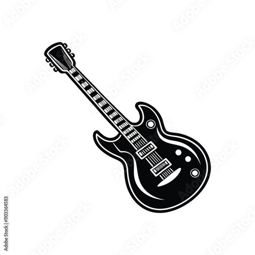 Guitar musical instrument flat vector icon for music apps and websites black design