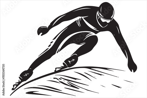 Speed Skating Action, Illustrated Skater Set