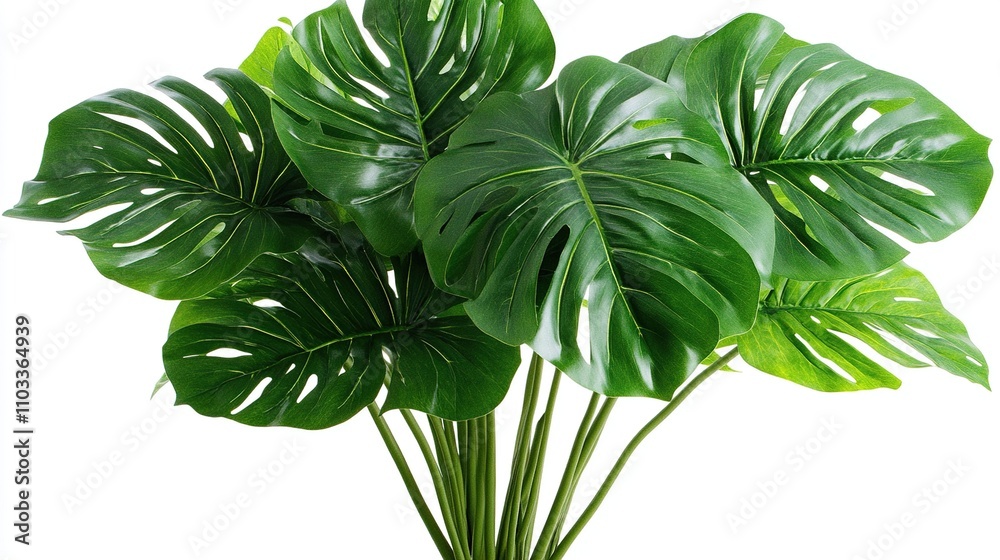 A vibrant arrangement of large green leaves, ideal for decoration or enhancing indoor spaces. A vibrant arrangement of large green leaves, ideal for decoration or enhancing indoor spaces.