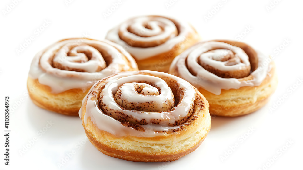 cinnamon bun pastry biscuit isolated on white background