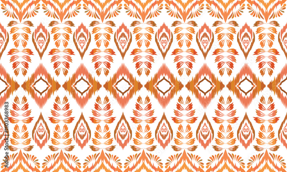 Fototapeta premium Ethnic seamless pattern traditional design for background, carpet, wallpaper, clothing, wrapping, batik, fabric, embroidery style vector illustration.